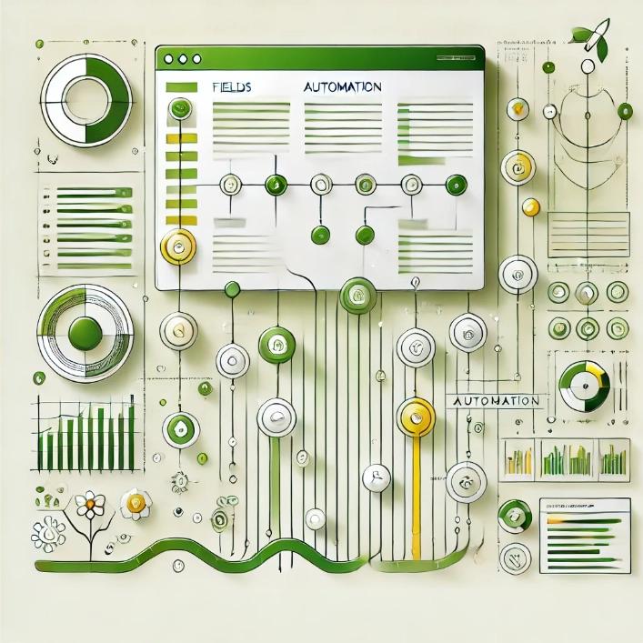 Illustration of a Jira board with automation icons and field changes being automatically reverted, representing efficient project management and data integrity.